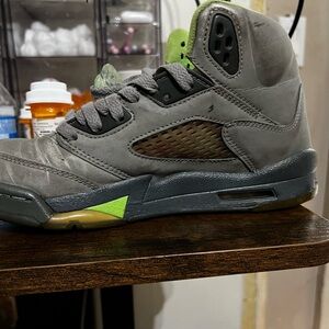 Gray and Lime Retro Basketball Sneaker